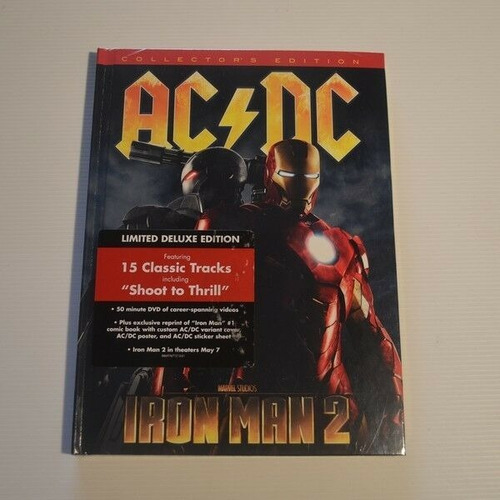 CD e DVD da edição de colecionador do AC/DC Iron Man 2 e importação de quadrinhos