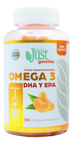 Ácidos Grasos Omega 3 Epa Y Dha Olnatura Just 120 Gomitas Sabor Mandarina