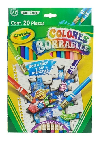 20 Lapices De Colores Borrable Con Borrador Incluido Crayola