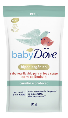 Sabonete Líquido Carinho e Proteção Mãos e Corpo Dove Baby Sachê 180ml Refil