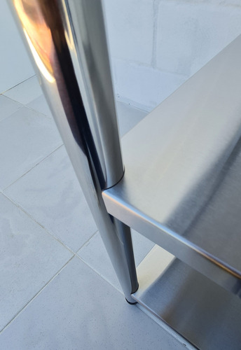 Bancada Mesa Armario De Inox Multiuso Pao 2 Niveis 50x50