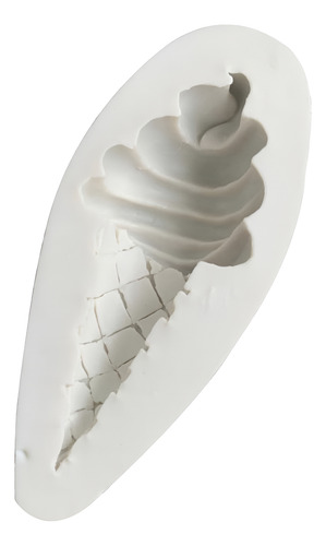 Molde De Silicon Fondan En Forma De Helado Cono Barquillo Blanco