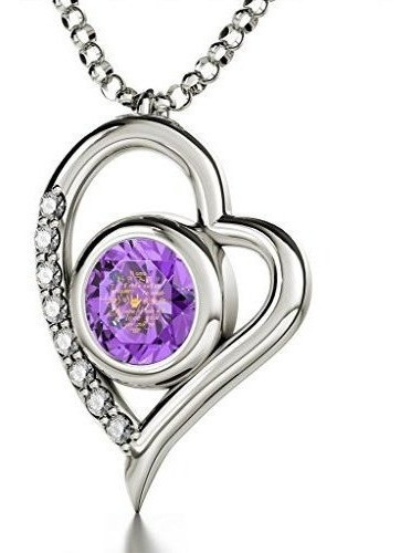 Colgante De Corazon De Plata De Ley 925 Con Inscripcion Te Q