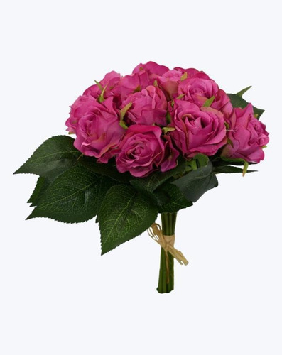 Bouquet De 12 Rosas Artificiales Rosa Fucsia