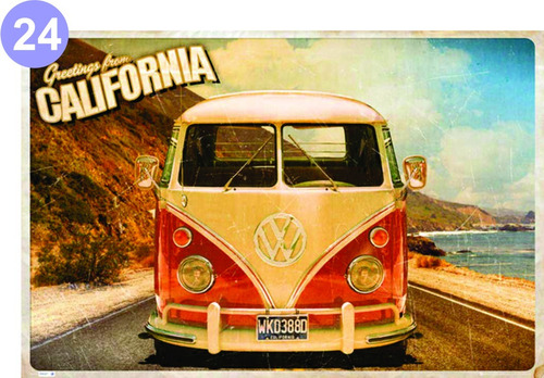 Kit De 5 Adesivos De Parede Retrô Kombi Carro Vintage Varios