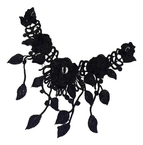 3 Unids Bordado Floral De Encaje De Tela Escote Cuello