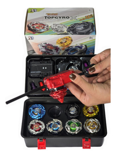 Kit Maleta Com 8 Beyblade Metal Fusion 3 Lançadores 1 Grip