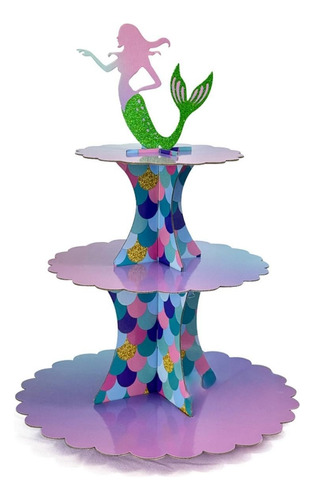 Soporte Cupcake Sirena- 30 X 41 Cm- Universo Mágico-