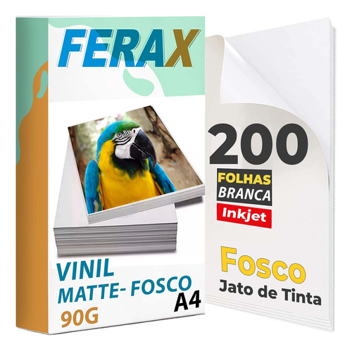 200 Adesivos Vinil Branco Fosco Jato De Tinta A4 Prova Dágua