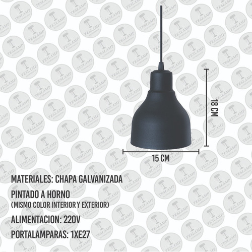 Pack X3 Lampara Colgante Industrial Campana En Aluminio