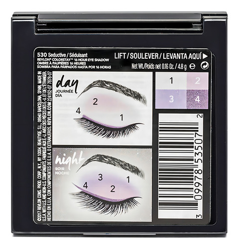 Sombras Colorstay Day To Night Quads Tono Seductive Color de la sombra morado. Rosa, Violeta