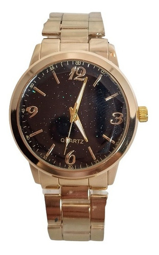 Relógio Dourado Brilhante Feminino Luxo Elegante Blogueiras