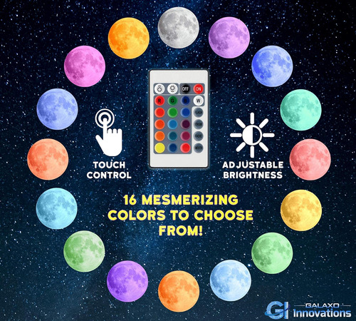 Lámpara De Luna 3d Galaxo (5.9 Pulgadas) Soporte De Ma...