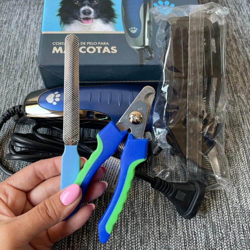 Kit Corte Canino Máquina + Accesorios Completos Azul/gris