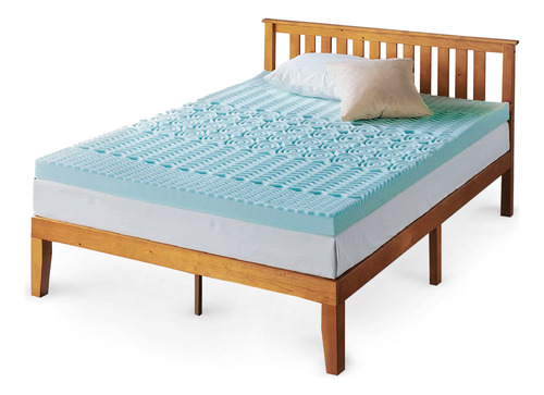 Colchoneta Individual Tooper Memory Foam Sobre Colchón Color Azul Claro