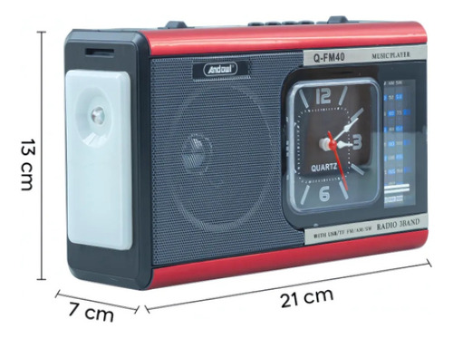 Radio Retro Vintage Reloj Linterna Multifuncional Am Fm