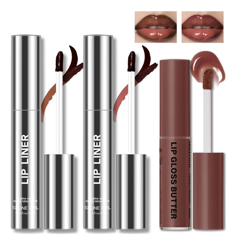 2 Colores Peel Off Lip Liner Stain Con Brillo Labial Nutriti