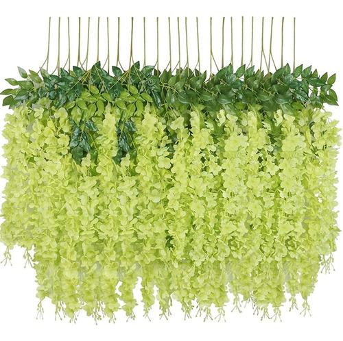 12pcs Artificial Fake Wisteria Vine Garland-greendec 3.6 Ftp