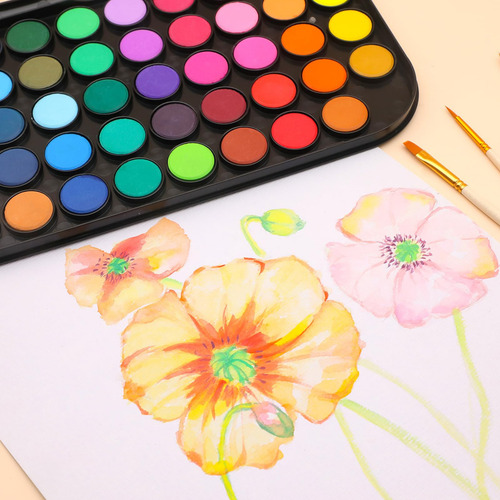 Artecho Set De Pintura De Acuarela 48 Colores Con 3 Pinceles