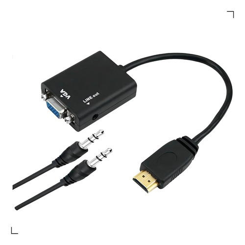 Adaptador HDMI para VGA Conversor HDMI para VGA HD 1080p Entrada HDMI macho para saída VGA fêmea+cabo de áudio de 3,5 mm preto Jeeyee, entrada VGA não é compatível com saída HDMI