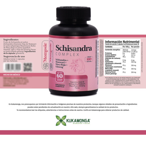 Schisandra Complex 60 Cápsulas De 500 Mg | Momosie | Dura 2 Sin Sabor