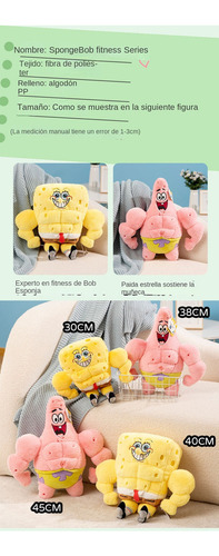 Figura de peluche de Bob Esponja con forma muscular, Bob Esponja, 30 cm, 0,35