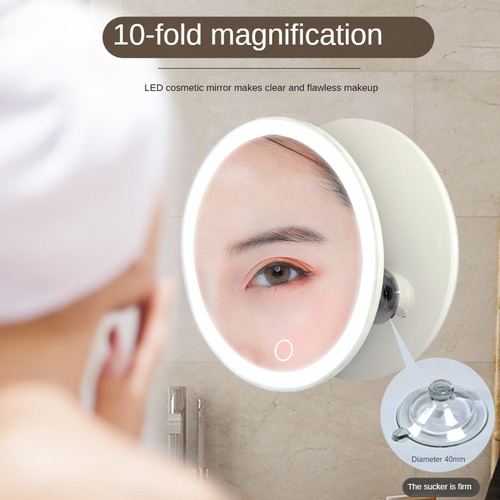 Para Espejo De Aumento 10x Con Luz Espejo De Maquillaje Con