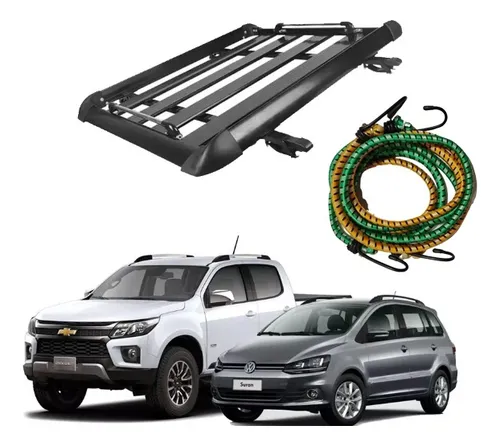 comprar Parrilla Canasto Negro + Barras Portaequipaje Auto Camioneta