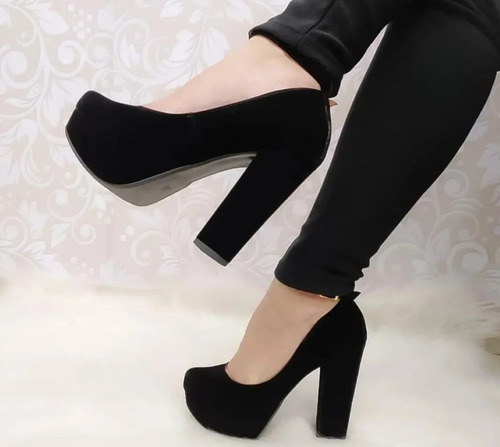 Imagem 4 de 6 de Sapato Scarpin Boneca Meia Pata Salto Alto Grosso Tornozelo