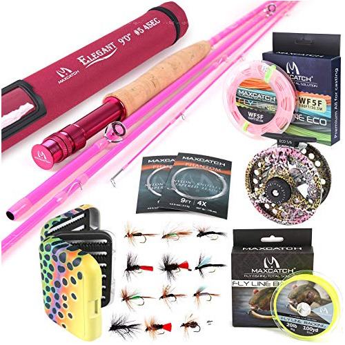 Vástago De Pesca Con Mosca Rosa De Maxcatch: 2/5 Peso Jx55m