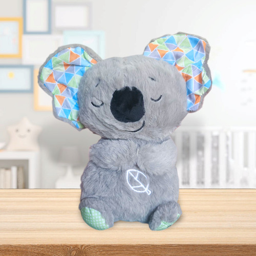 Peluche De Apego Luz Sonido Respira Con Movimiento Para Bebé Gris