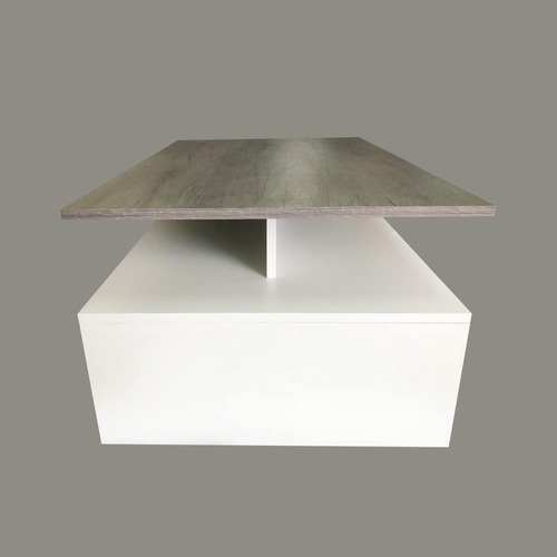 Mesa De Centro Bicolor Minimalista Con Doble Repisa