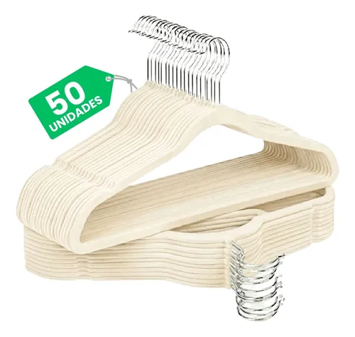 Kit Cabides Veludo De Roupa Antideslizante Slim Adulto 50 Un Bege