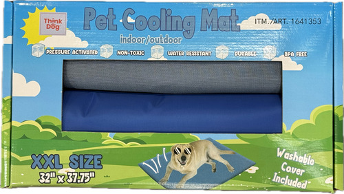 Think Dog Tapete Refrescante Para Mascota Con Funda Lavable Azul Rectangular