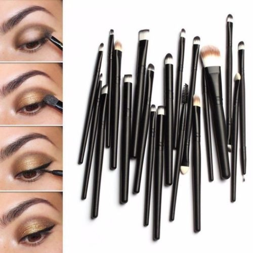 Cepillos De Maquillaje Pro 20pcs Set Polvo Base Delineador D