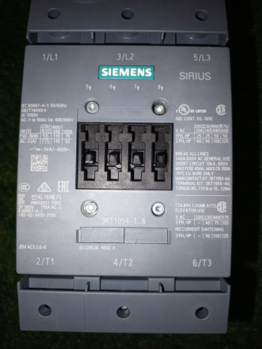 Contactor Electrico Siemens 160amp 200amp 152amp