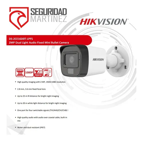 Camara Seguridad Ds-2ce16d0t-lpfs Hikvision 2mp Audio Incl.