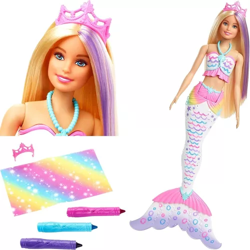 Original barbie dreamtopia crayola sereia barbie boneca brinquedos