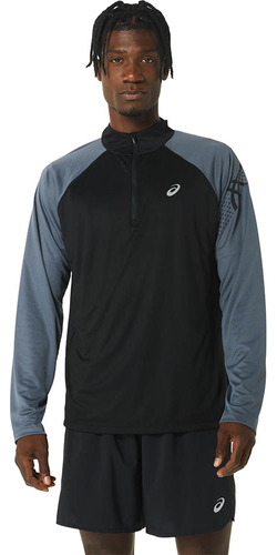 Polo Asics Icon 1/2 Zip Ls Top Black/carrier Grey Hombre