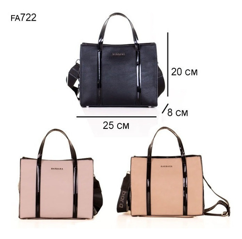 Cartera Bolso Marca Barbara Bags Cuero Sintético Reforzada