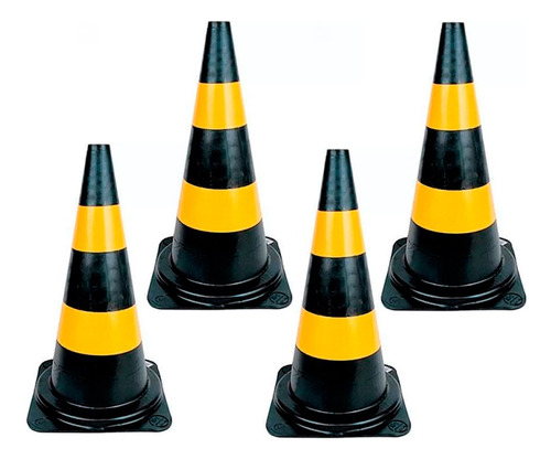 Kit 4 Cones Para Sinalização 75cm 2 Faixas - Rm-44 Multimarc