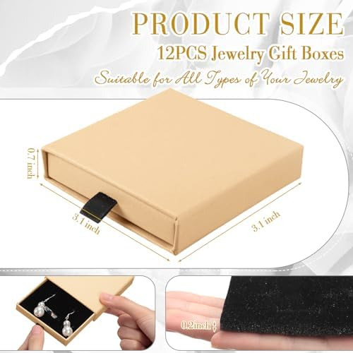 12 Cajas De Cartón Para Joyas, Cajas De Anillos A Granel Par