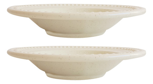 X 2 Platos Hondo Cerámica, Azteca 24 Cm, Beige - 13839