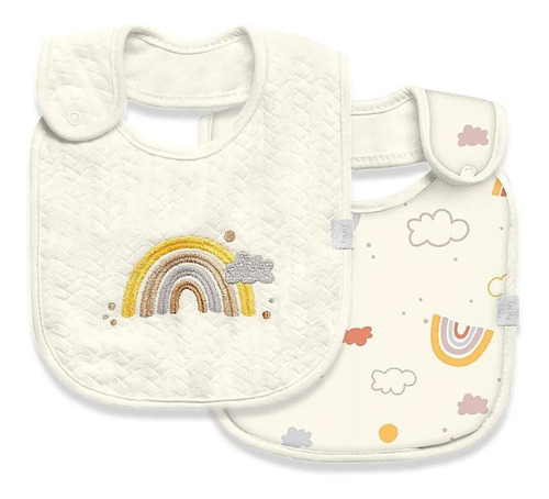 Kit Com 2 Babadores Bandana Hug Siga O Arco Iris E14903 Cor Creme