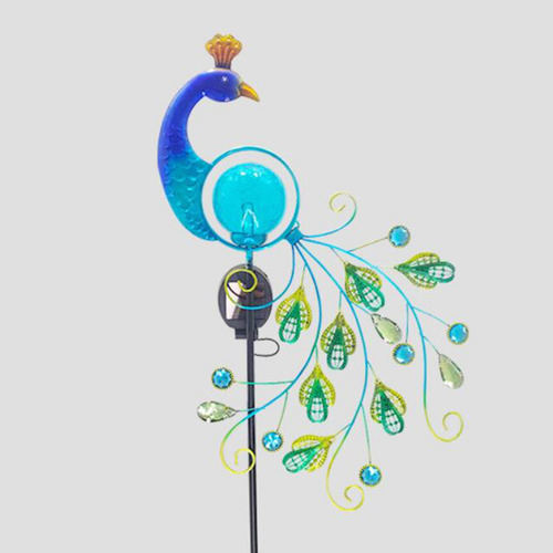 Luz Solar De Estaca Para Jardín De Pavo Real Luces Solares