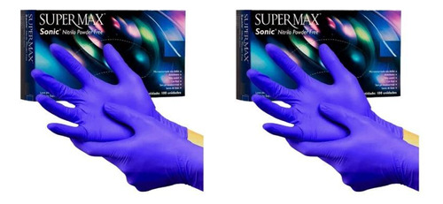Luva Nitrilica Supermax Sonic Com 100 P - Kit C/2un