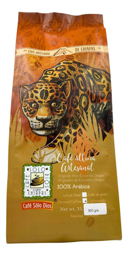 Café Jaguar Sólo Dios, Molido, Artesanal, 900g. Chiapas