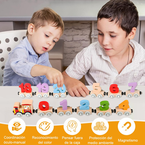 27 Pcs Juguetes Didacticos Coche Magnético Digital De Madera