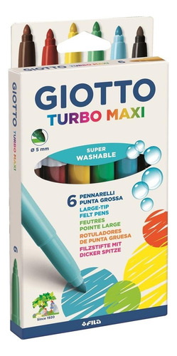 Marcadores Giotto Turbo Maxi X6 Lavable 