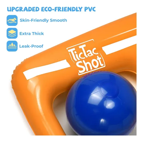 Juego Inflable De Tres En Raya Para Piscina – Tic Tac Toe Gigante Con Pelotas Y Bomba Manual, Ideal Para Piscina, Playa O Parque Acuático